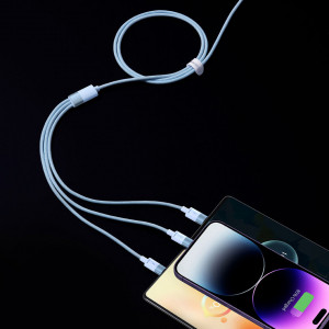 Кабел за зареждане и данни BASEUS StarSpeed 3in1 USB Type A към micro USB / Lightning / USB Type C 3.5A 1.2m черен - Img 13
