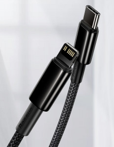 Кабел за зареждане и данни BASEUS USB Type C към Lightning с бързо зареждане Power Delivery 20 W 2m черен (CATLWJ-A01) - Img 12