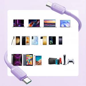 Кабел за зареждане и данни JOYROOM USB Type C към USB Type C 100W 1.2m S-CC100A14 лилав - Img 6