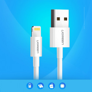 Кабел за зареждане и данни UGREEN USB Type A към Lightning MFI 1m 2.4A бял (20728) - Img 3