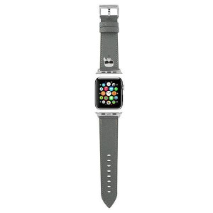 Каишка от еко кожа KARL LAGERFELD Saffiano Karl Heads KLAWMOKHG - Apple Watch 41mm Series 9 / 41mm Series 8 / 41mm Series 7 / 40mm Series 6 / 40mm SE / 40mm Series 5 / 40mm Series 4 / 38mm Series 3 / 38mm Series 2 / 38mm (1st gen) сребрист / сребрист stra - Img 1