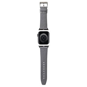 Каишка от еко кожа KARL LAGERFELD Saffiano Monogram - Apple Watch 41mm Series 9 / 41mm Series 8 / 41mm Series 7 / 40mm Series 6 / 40mm SE / 40mm Series 5 / 40mm Series 4 / 38mm Series 3 / 38mm Series 2 / 38mm (1st gen) сребрист - Img 2