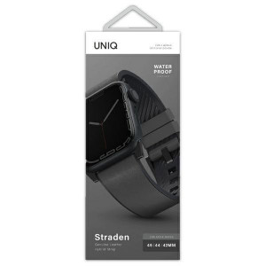 Каишка от еко кожа UNIQ Straden - Apple Watch 44mm SE / 44mm Series 6 / 44mm Series 5 / 44mm Series 4 каишка сив - Img 3