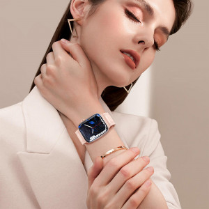 Каишка със стоманена закопчалка Triple Protection - Apple Watch 41mm Series 9 / 41mm Series 8 / 41mm Series 7 / 40mm Series 6 / 40mm SE / 40mm Series 5 / 40mm Series 4 / 38mm Series 3 / 38mm Series 2 / 38mm (1st gen) бял - Img 12