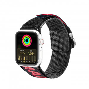 Каишка Dux Ducis Outdoor - Apple Watch Ultra 49mm / Ultra 2 49mm / 45mm Series 9 / 45mm Series 8 / 45mm Series 7 / 44mm SЕ (2nd gen) / 44mm SE / 44mm Series 6 / 44mm Series 5 / 44mm Series 4 / 42mm Series 3 / 42mm Series 2 черен / червен - Img 1