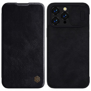 Калъф тип книга от еко кожа с подвижно покритие за камерата NILLKIN Qin Leather Pro - iPhone 14 Pro Max черен - Img 1