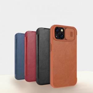 Калъф тип книга от еко кожа с подвижно покритие за камерата NILLKIN Qin Leather Pro - iPhone 14 Plus черен - Img 8
