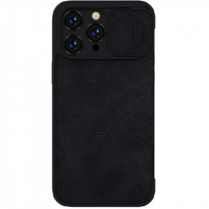 Калъф тип книга от еко кожа с подвижно покритие за камерата NILLKIN Qin Leather Pro - iPhone 14 Pro Max черен - Img 2