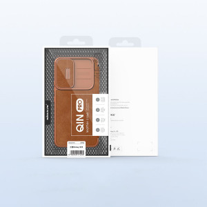 Калъф тип книга от еко кожа с подвижно покритие за камерата NILLKIN Qin Leather Pro - Samsung Galaxy S22 кафяв - Img 15