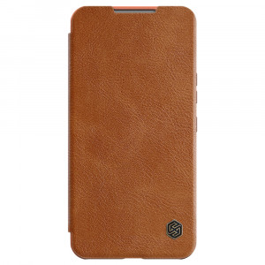 Калъф тип книга от еко кожа с подвижно покритие за камерата NILLKIN Qin Leather Pro - Samsung Galaxy S22+ кафяв - Img 2