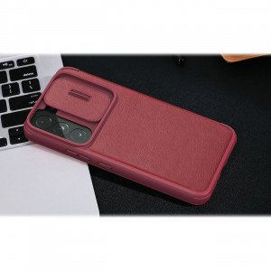 Калъф тип книга от еко кожа с подвижно покритие за камерата NILLKIN Qin Leather Pro - Samsung Galaxy S22+ кафяв - Img 20