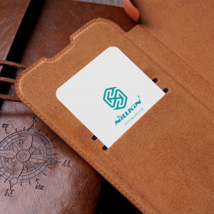 Калъф тип книга от еко кожа с подвижно покритие за камерата NILLKIN Qin Leather Pro - iPhone 14 Plus черен - Img 11