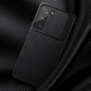 Калъф тип книга от еко кожа с подвижно покритие за камерата NILLKIN Qin Leather Pro - Samsung Galaxy S22 кафяв - Img 16