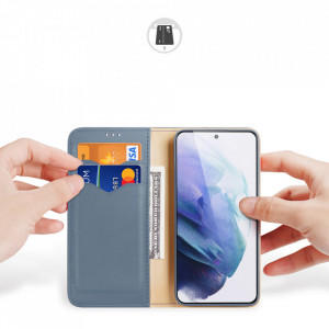 Калъф тип книга от естествена кожа DUX DUCIS Hivo със система против кражба - Samsung Galaxy S22+ син - Img 2