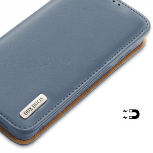 Калъф тип книга от естествена кожа DUX DUCIS Hivo със система против кражба - Samsung Galaxy S22+ син - Img 6