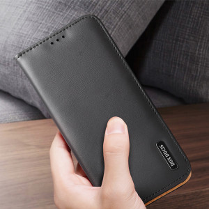 Калъф тип книга от естествена кожа DUX DUCIS Hivo със система против кражба - Samsung Galaxy S23+ кафяв - Img 10