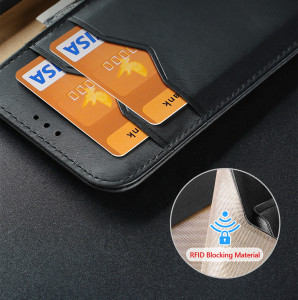 Калъф тип книга от естествена кожа DUX DUCIS Hivo със система против кражба - Samsung Galaxy S23+ кафяв - Img 17