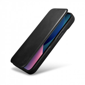 Калъф тип книга от естествена кожа iCARER CE Oil Wax Premium MagSafe - iPhone 14 Plus черен - Img 9