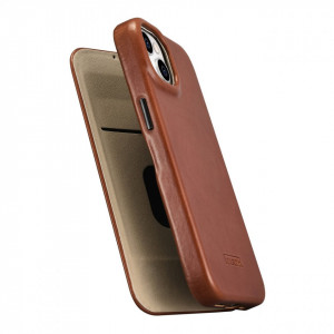 Калъф тип книга от естествена кожа iCARER CE Oil Wax Premium MagSafe - iPhone 14 Plus кафяв - Img 10