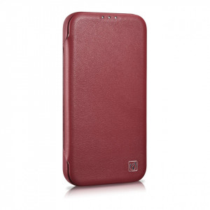 Калъф тип книга от естествена кожа iCARER CE Oil Wax Premium MagSafe - iPhone 14 Pro червен - Img 5