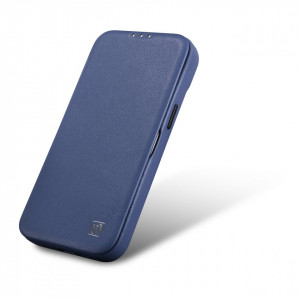 Калъф тип книга от естествена кожа iCARER CE Oil Wax Premium MagSafe - iPhone 14 Pro син - Img 8