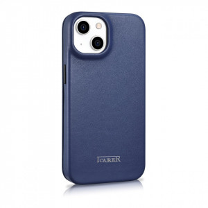 Калъф тип книга от естествена кожа iCARER CE Oil Wax Premium MagSafe - iPhone 14 Plus син - Img 4