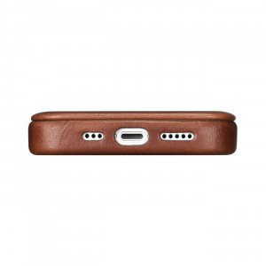 Калъф тип книга от естествена кожа iCARER CE Oil Wax Premium MagSafe - iPhone 14 Plus кафяв - Img 11