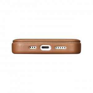 Калъф тип книга от естествена кожа iCARER CE Oil Wax Premium MagSafe - iPhone 14 кафяв - Img 11