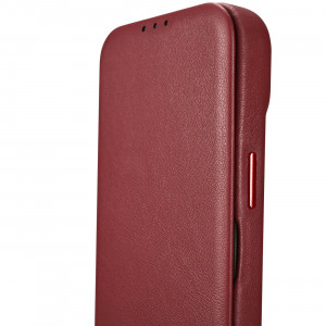 Калъф тип книга от естествена кожа iCARER CE Oil Wax Premium MagSafe - iPhone 14 Pro червен - Img 14
