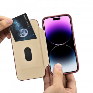 Калъф тип книга от естествена кожа iCARER CE Oil Wax Premium MagSafe - iPhone 14 Pro червен - Img 19