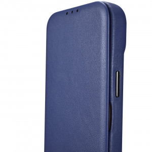 Калъф тип книга от естествена кожа iCARER CE Oil Wax Premium MagSafe - iPhone 14 Pro син - Img 14