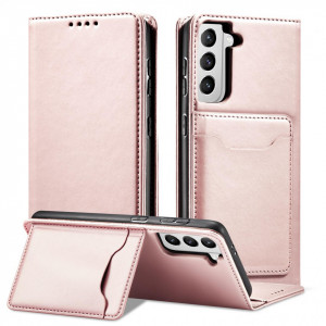 Калъф тип книга с външен джоб Magnet Card - Samsung Galaxy S22+ розов - Img 3