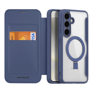 Калъф тип книга с прозрачен гръб и стойка DUX DUCIS Skin X Pro MagSafe - Samsung Galaxy S24 син - Img 4