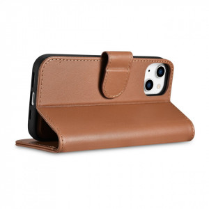 Калъф тип книга iCARER Wallet 2в1 против кражба - iPhone 14 кафяв - Img 8