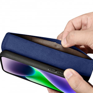Калъф тип книга iCARER Wallet 2в1 против кражба - iPhone 14 Cover син - Img 11