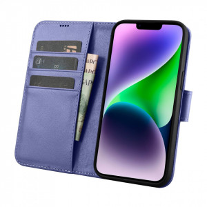 Калъф тип книга iCARER Wallet 2в1 против кражба - iPhone 14 Cover светлолилав - Img 3