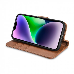 Калъф тип книга iCARER Wallet 2в1 против кражба - iPhone 14 Plus Cover кафяв - Img 8