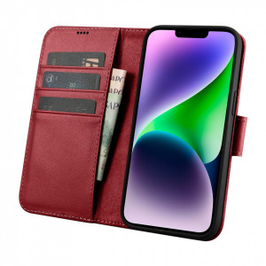 Калъф тип книга iCARER Wallet 2в1 против кражба - iPhone 14 Plus Cover червен - Img 3