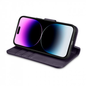 Калъф тип книга iCARER Wallet 2в1 против кражба - iPhone 14 Pro Cover тъмнолилав - Img 8