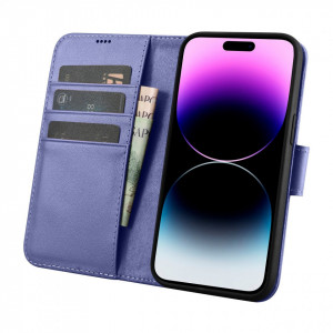 Калъф тип книга iCARER Wallet 2в1 против кражба - iPhone 14 Pro Cover светлолилав - Img 3