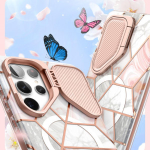 Калъф 360° със стойка и покритие за камерата SUPCASE Cosmo MagSafe - Samsung Galaxy S24 Ultra розов мрамор - Img 2