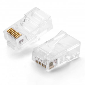 Комплект от 100 бр. RJ45 накрайник UGREEN 8P8C (UTP Cat. 5 / Cat. 5e) (NW110) прозрачен - Img 2