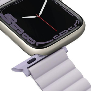 Магнитна двулицева каишка UNIQ Revix - Apple Watch 41mm Series 9 / 41mm Series 8 / 41mm Series 7 / 40mm Series 6 / 40mm SE / 40mm Series 5 / 40mm Series 4 / 38mm Series 3 / 38mm Series 2 люляк / бяла - Img 6