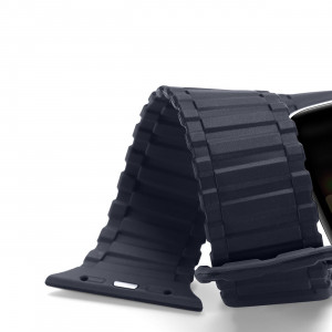 Магнитна силиконова каишка Dux Ducis Armor - Apple Watch Ultra 49mm / Ultra 2 49mm / 45mm Series 9 / 45mm Series 8 / 45mm Series 7 / 44mm SЕ (2nd gen) / 44mm SE / 44mm Series 6 / 44mm Series 5 / 44mm Series 4 / 42mm Series 3 / 42mm Series 2 син - Img 5