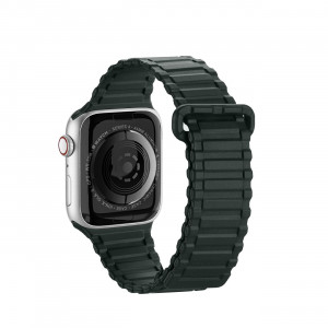 Магнитна силиконова каишка Dux Ducis Armor - Apple Watch Ultra 49mm / Ultra 2 49mm / 45mm Series 9 / 45mm Series 8 / 45mm Series 7 / 44mm SЕ (2nd gen) / 44mm SE / 44mm Series 6 / 44mm Series 5 / 44mm Series 4 / 42mm Series 3 / 42mm Series 2 зелен - Img 2