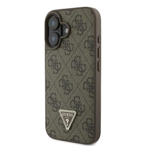 Оригилане Кожен Клаъф Guess Leather Metal Logo Strass Crossbody Case for iPhone 16 - кафяв - Img 2