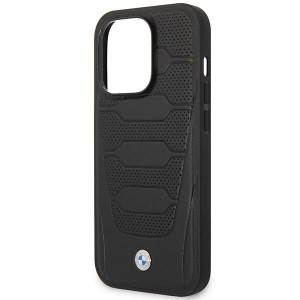 Оригинален гръб от еко кожа BMW Leather Seats MagSafe BMHMP14L22RPSK - iPhone 14 Pro черен - Img 6