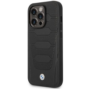 Оригинален гръб от еко кожа BMW Leather Seats MagSafe BMHMP14X22RPSK - iPhone 14 Pro Max черен - Img 2