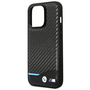 Оригинален гръб от естествена и еко кожа BMW Leather Carbon BMW BMHCP14L22NBCK - iPhone 14 Pro черен - Img 6