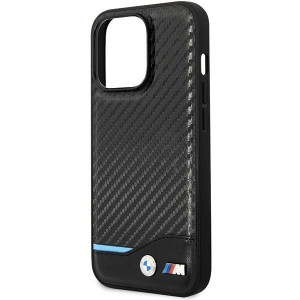 Оригинален гръб от естествена и еко кожа BMW Leather Carbon BMHCP13X22NBCK - iPhone 13 Pro Max черен - Img 6